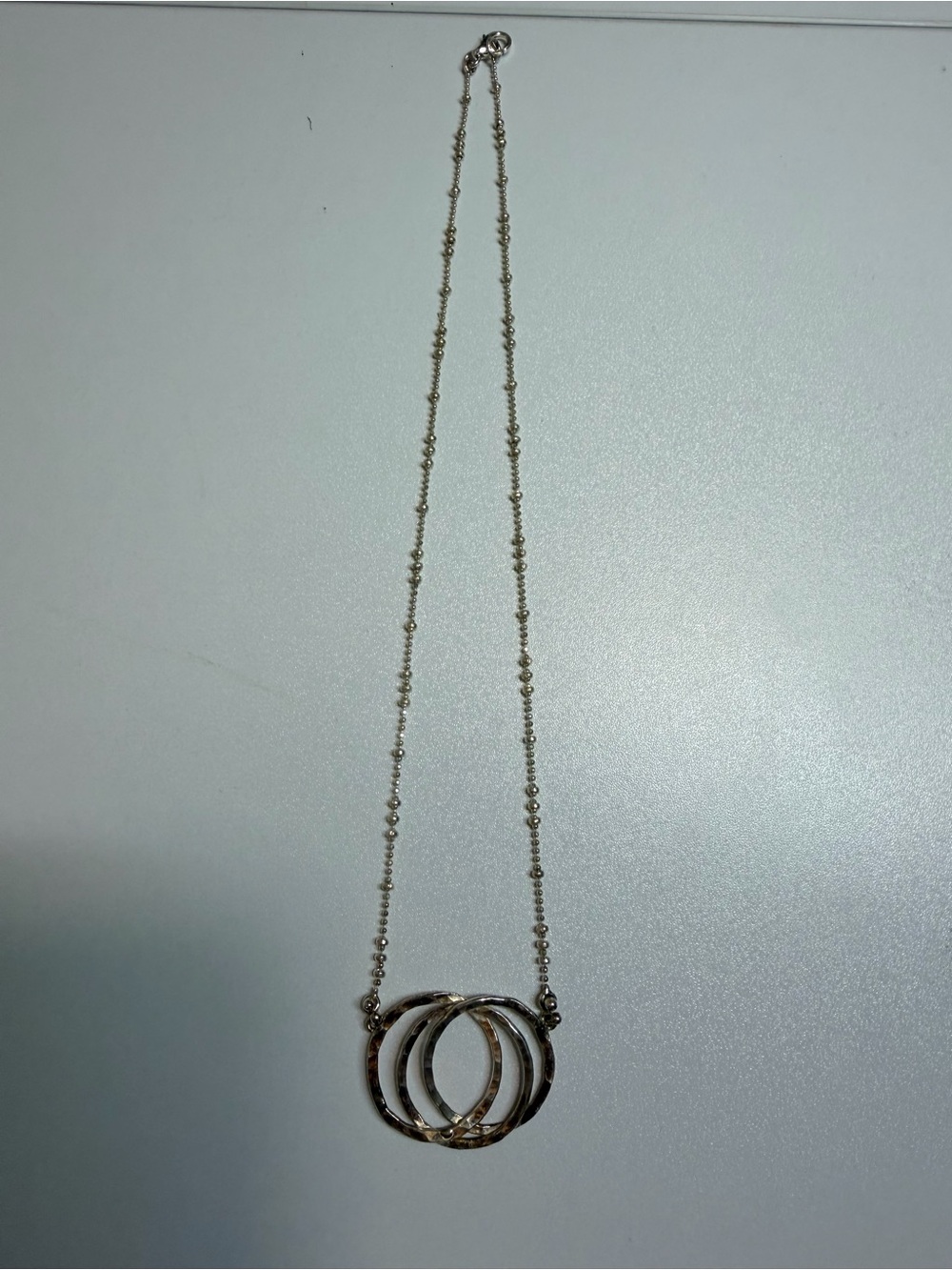 Triple Interlocking Ring Necklace - Silver .925